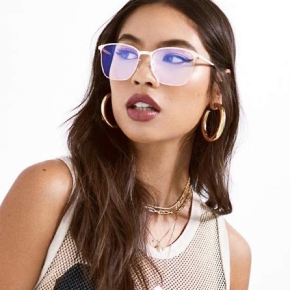 Quay Australia Swipe Up blue lens glasses